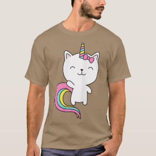 Caticorn Niedlich Cat Unicorn Horn Rainbow Pastell T-Shirt