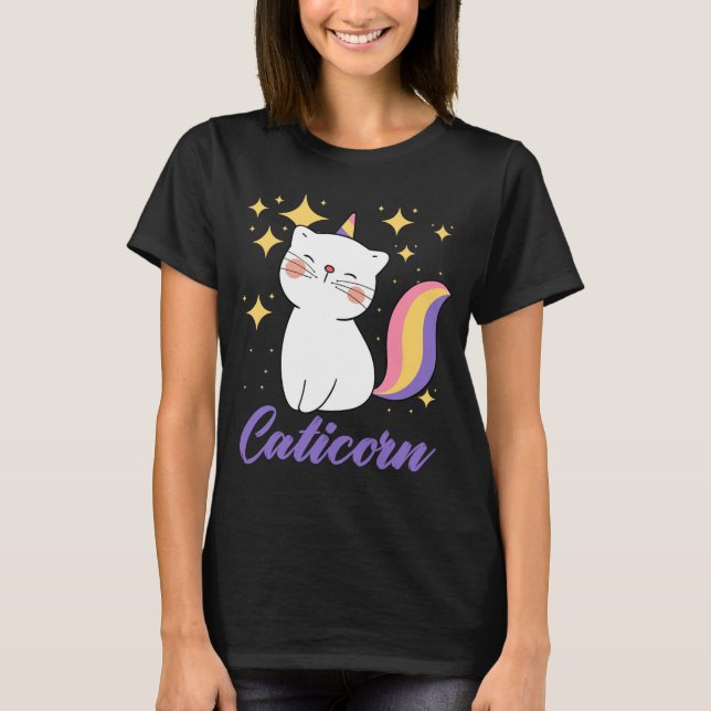 Caticorn Niedliche Katze mit Einhorngeschenken T-Shirt (Vorderseite)