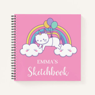 Caticorn Rainbow Personalisiert Kids Sketchbook Notizbuch