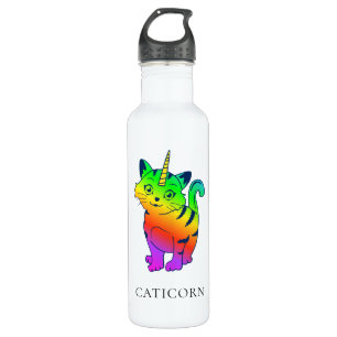 Caticorn Rainbow Unicorn Cat Personalisiert Edelstahlflasche