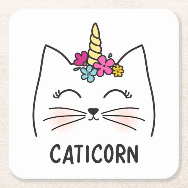 Caticorn Rechteckiger Pappuntersetzer (Vorderseite)