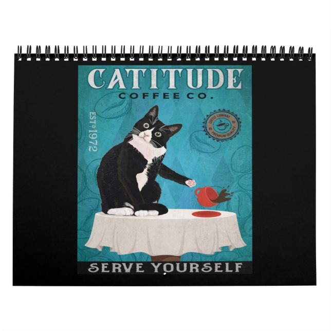 Catiité Tuxedo Cat Coffee Company Funny Tuxedo Kalender (Titelbild)
