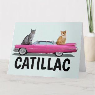 CATILLAC CAT PINK CLASSIC CAR BIG GEBURTSTAGSKARTE KARTE