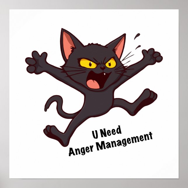 Catitude - Anrgy Black Cat Funny Pub Poster (Vorne)