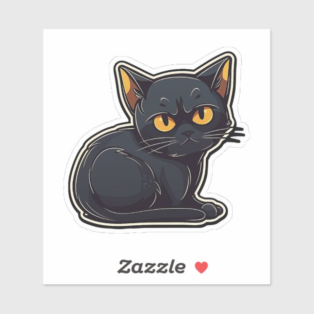 Catitude Black Cat Graphic Design Aufkleber (Blatt)