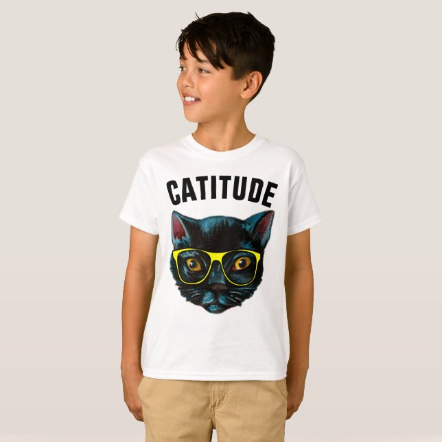 CATITUDE KIDS Funny Cat T - Shirt (Vorne ganz)
