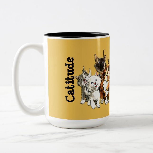 Catitude Niedlich Kitty Cats Gelbe Kaffee Tasse (Links)