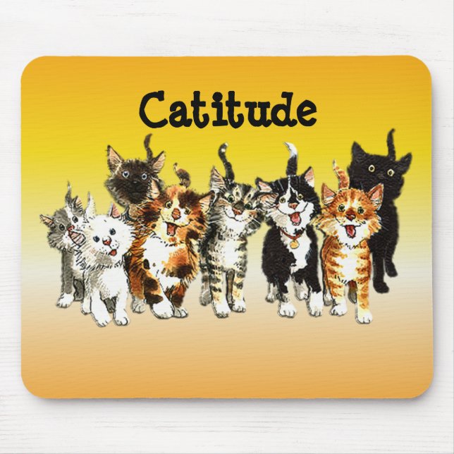Catitude Niedlich Kitty Cats Mouse Pad Mousepad (Vorne)