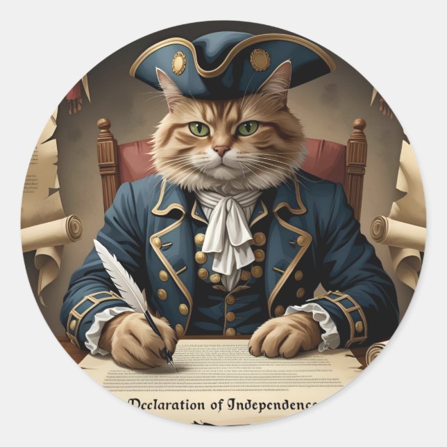 Catizens Declare Independence - Patriotische Katze Runder Aufkleber (Vorderseite)