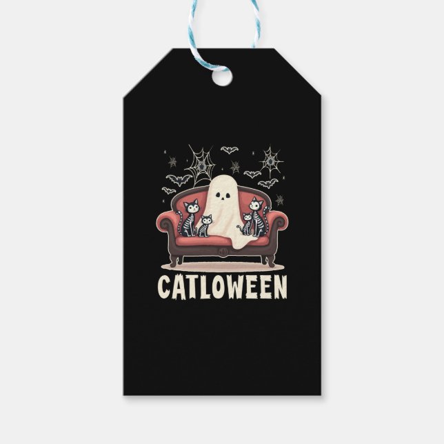 Catloween Ghost Halloween Geschenkanhänger (Vorderseite)