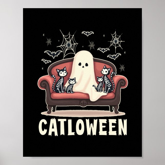 Catloween Ghost Halloween Poster (Vorne)