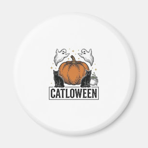 Catloween schwarze Katze Geist Halloween Vektor De Magnet