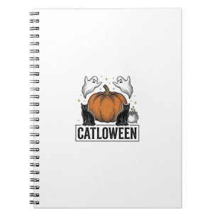 Catloween schwarze Katze Geist Halloween Vektor De Notizblock