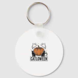 Catloween schwarze Katze Geist Halloween Vektor De Schlüsselanhänger