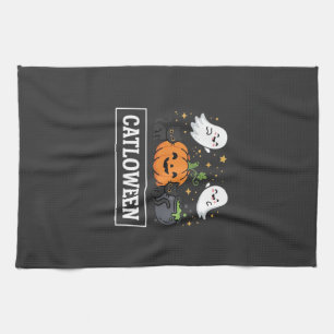 Catloween Süße Geisterkatze Halloween Design_1 Geschirrtuch