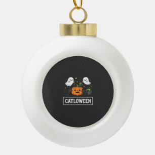 Catloween Süße Geisterkatze Halloween Design_1 Keramik Kugel-Ornament