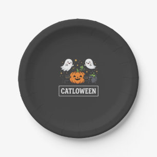Catloween Süße Geisterkatze Halloween Design_1 Pappteller