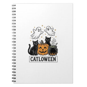 Catloween Vintage-Geist-Katze Halloween-Shirt-Desi Notizblock