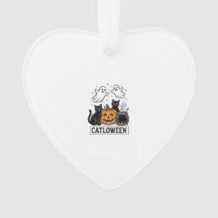 Catloween Vintage-Geist-Katze Halloween-Shirt-Desi Ornament