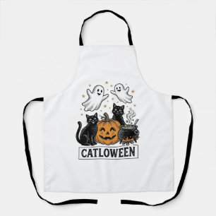 Catloween Vintage-Geist-Katze Halloween-Shirt-Desi Schürze