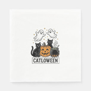 Catloween Vintage-Geist-Katze Halloween-Shirt-Desi Serviette