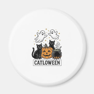 Catloween Vintage-Geisterkatze-Halloween-Shirt-Des Magnet
