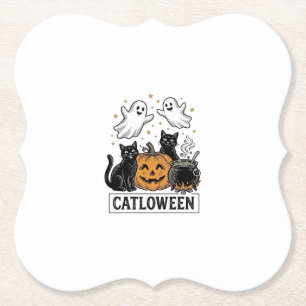 Catloween Vintage-Geisterkatze-Halloween-Shirt-Des Untersetzer