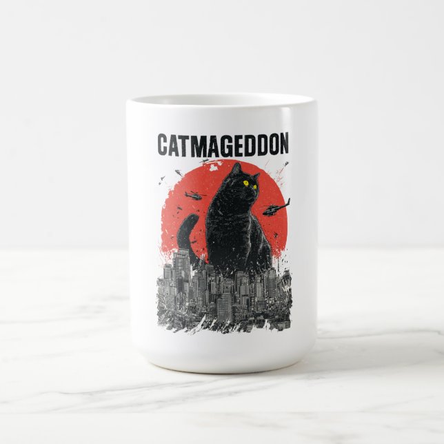 Catmageddon Giant Cat Monster City Kaiju Funny Pet Kaffeetasse (Mittel)