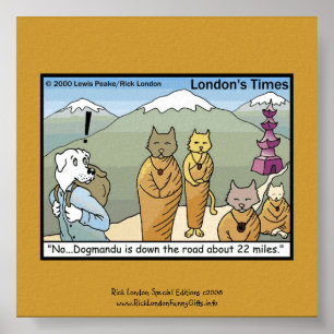 CATmandu & Dogmandu Cartoon Leinwanddruck Poster