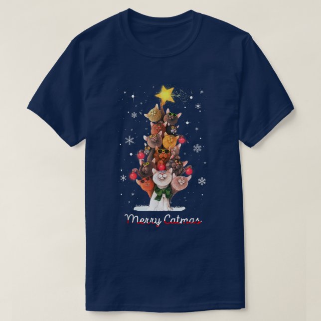 Catmas Tree Ugly Weihnachten Weihnachten Weihnacht T-Shirt (Design vorne)