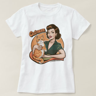 CAtmom Cat Retro Vintager T - Shirt Ingwerkatze
