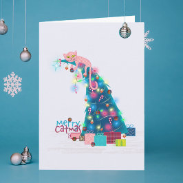 Catmus Tree Christmas Card Dankeskarte