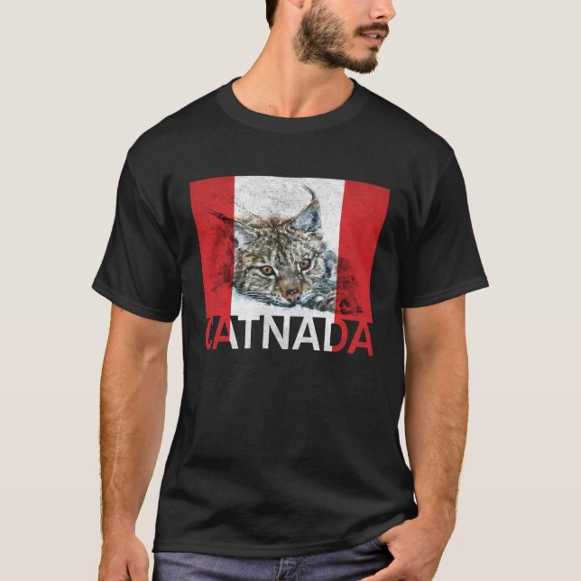 Catnada Lynx Canadensis Canadian Flag Maple Leaf V T-Shirt (Vorderseite)