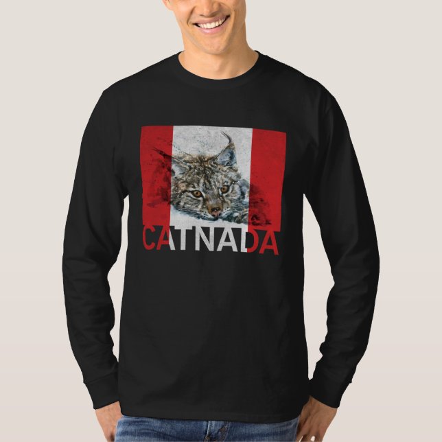 Catnada Lynx Canadensis Canadian Flag Maple Leaf V T-Shirt (Vorderseite)