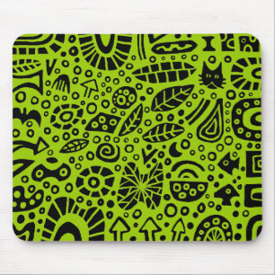 Catnip Dreams - Black on Green 99CC00 Mousepad