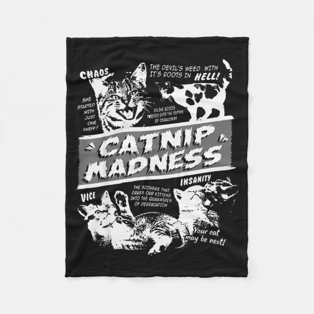 Catnip Madness Cute Kitten Funny Cat Pet Humor  Fleecedecke (Vorderseite)