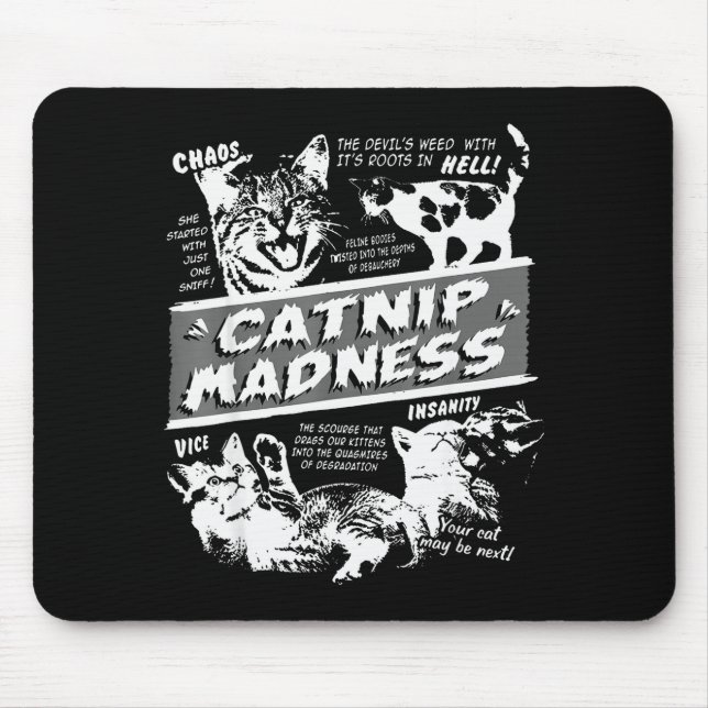 Catnip Madness Cute Kitten Funny Cat Pet Humor  Mousepad (Vorne)