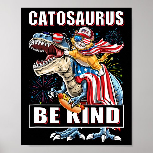 Catosaurus Funny Cat Dinosaur Meowica Poster (Vorne)