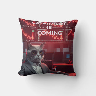 Catpitalist: Market Crash Comedy - Funny Pillow Kissen