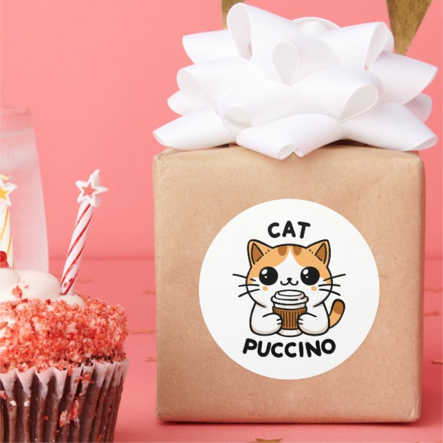 Catpuccino 2 runder aufkleber (Party)