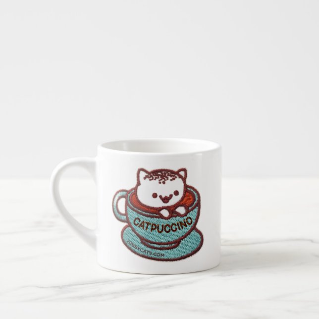 CATPUCCINO CAT bestickter Patch Espresso-Tasse Espressotasse (Links)