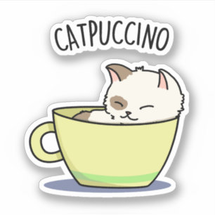 Catpuccino Funny Kitty Cat In Cup Puff Aufkleber