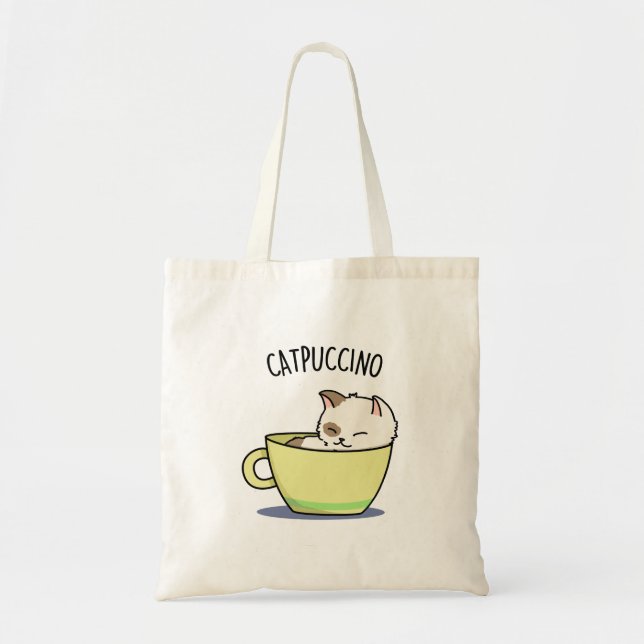 Catpuccino Funny Kitty Cat In Cup Puff Tragetasche (Vorne)