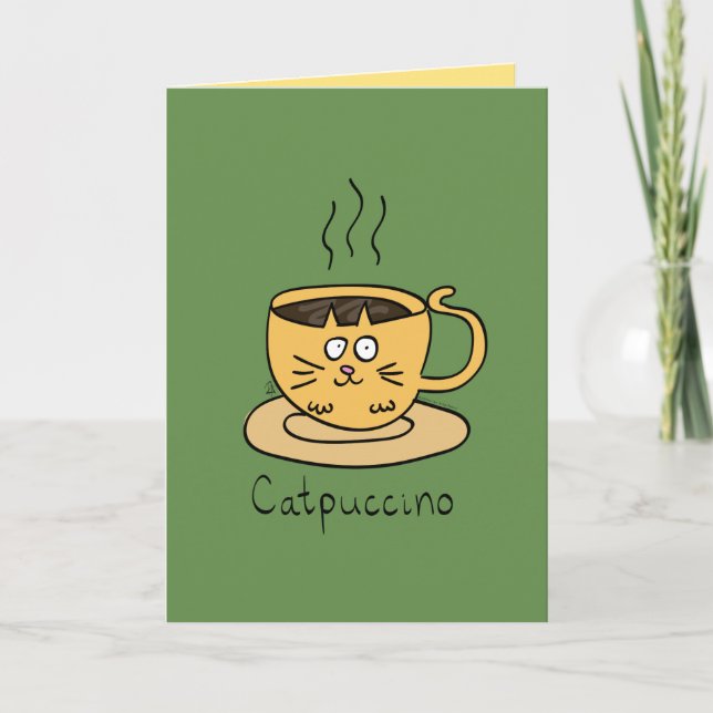 Catpuccino Kaffee Cappuccino Cat Grußkarte Karte (Vorderseite)