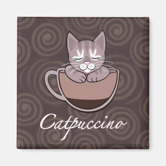 Catpuccino Kaffee Chat Magnet (Vorne)