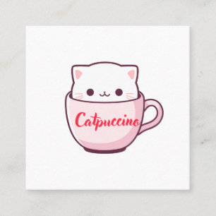 "Catpuccino Süße Katzen Kaffee Visitenkarte" Quadratische Visitenkarte