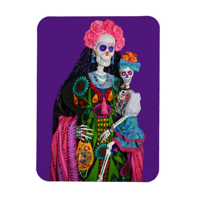 Catrina and Child Day of the Dead Sugar Skull Magnet (Vertikal)