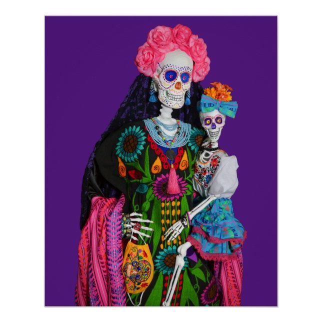 Catrina and Child Day of the Dead Sugar Skull Poster (Vorderseite)