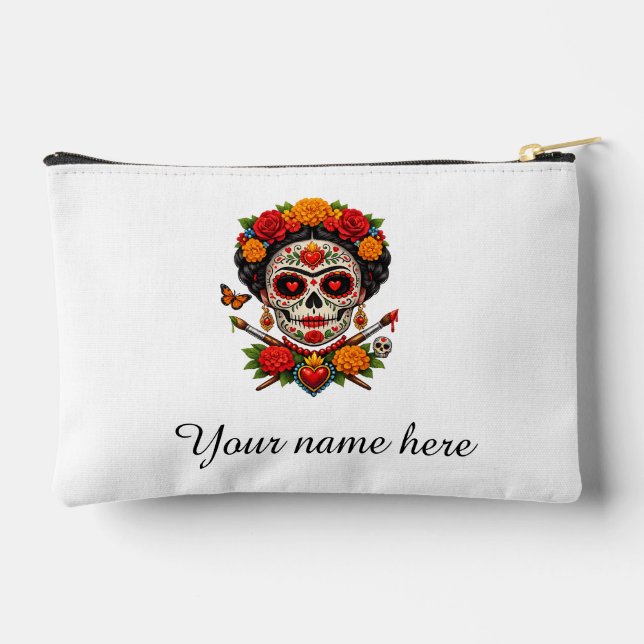 Catrina Artist Sugar Skull–Día de los Muertos Zubehörtasche (Rückseite)