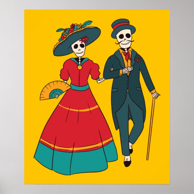 Catrina Couple mexikanischer Tag der Toten Poster (Vorne)